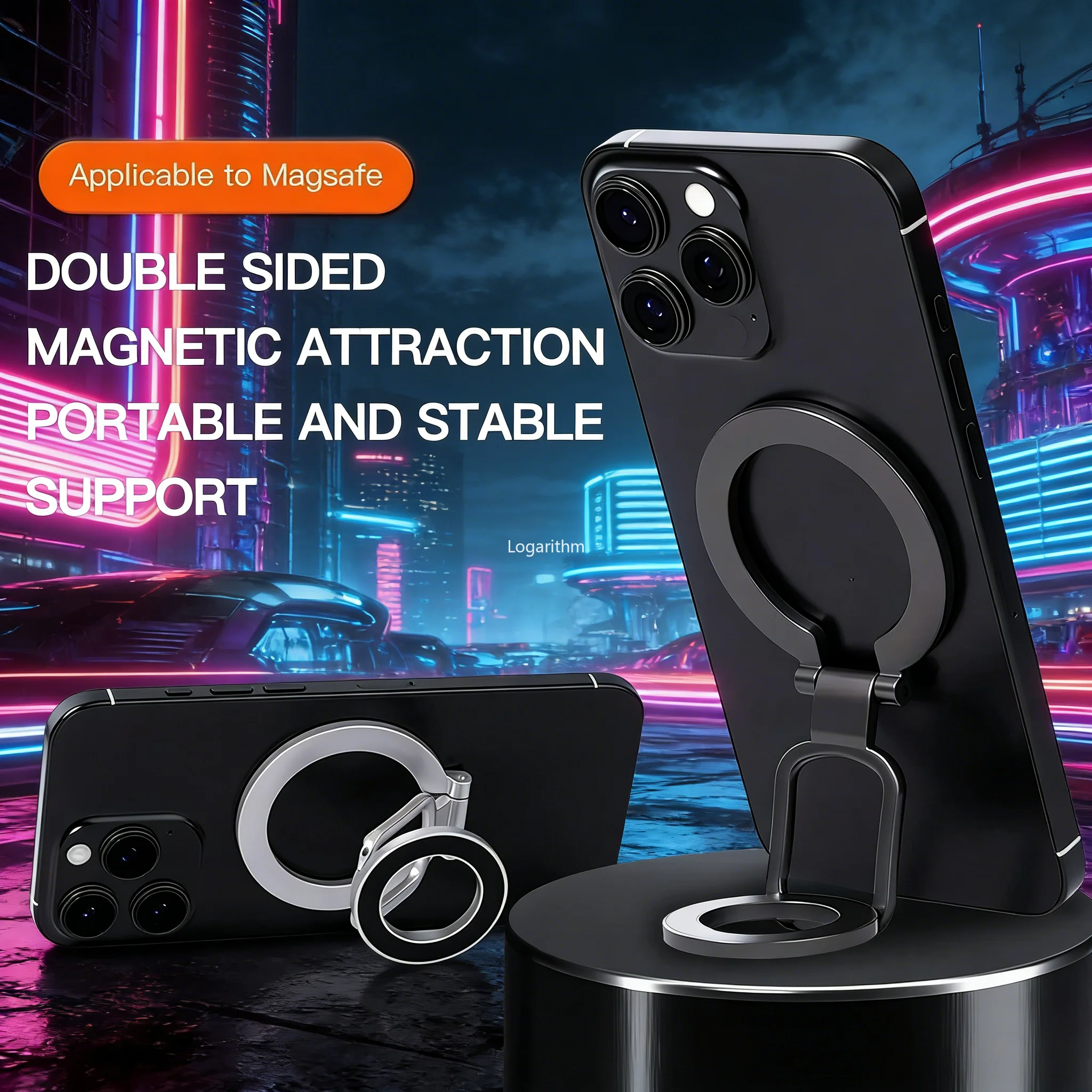 

Двусторонний держатель MagSafe для iPhone 14/15/16, складной, 360 градусов, модель 2026 года ° Вращающаяся подставка с мощным магнитом и поддержкой для пальцев