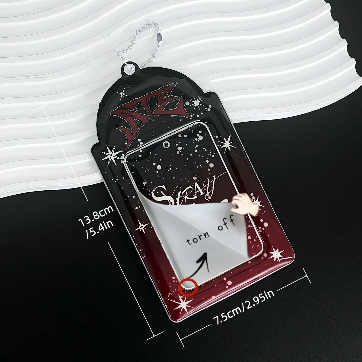 حامل بطاقات صور متدرج باللونين الأسود والأحمر، حافظة بطاقات على شكل نجمة من الحبر، حامل بطاقات صور Kpop Idol،  الصغيرة مقاس 3-3.5 بوصة، سلسلة مفاتيح حامل بطاقات الصور، دعم الحفلات الموسيقية، عرض ألعاب الرسوم المتحركة