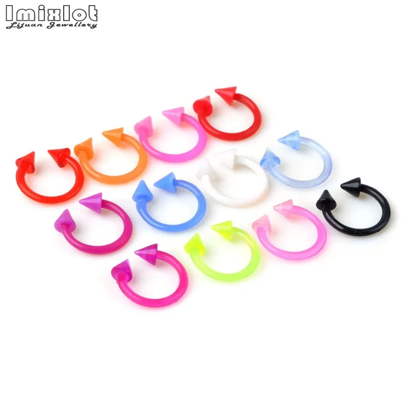 20PCS Colorful Silicone Body Piercing Jewellery Horseshoe Septum Piercing Nose Lip Ring Ear Cartilage Helix Piercing Earrings