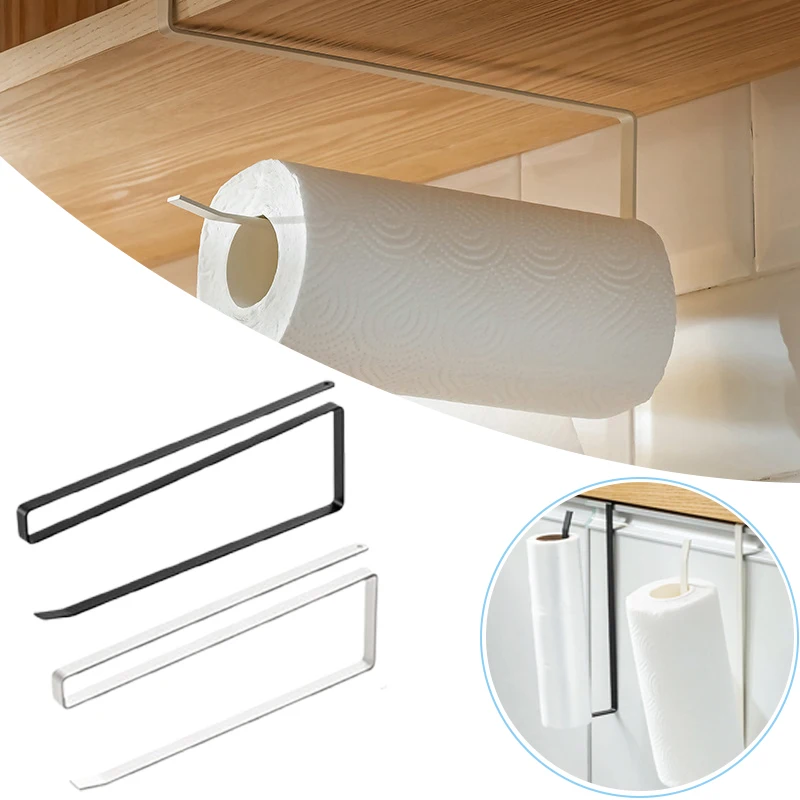 Punch-Free Under Cupboard Sundries Shelf Tissue Towel Rack Roll Paper Hanger Fresh Film Storage Holder Home Organizer Tool