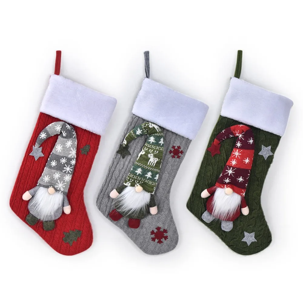 Set di calze di Natale Calzino da pupazzo di neve di Babbo Natale Ornamento di Natale Peluche Babbo Natale/Pupazzo di neve/Orso/Alce Navidad CandyGift Bag Party