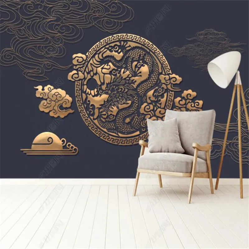 

Custom New Chinese Abstract Dragon Home Industrial Decor Wallpaper Restaurant Hotel Lobby Mural Wallpaper Papel De Parede 3D