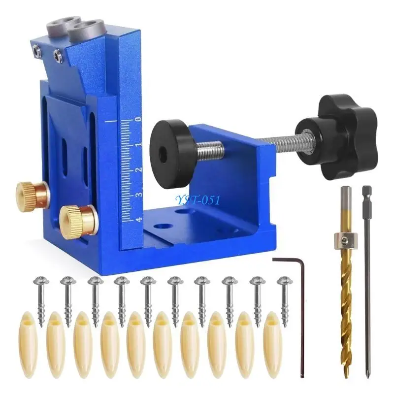 

E15A Doweling Jig Pocket Hole Drilling Locator Jig Drill Guide Hole Puncher Tool