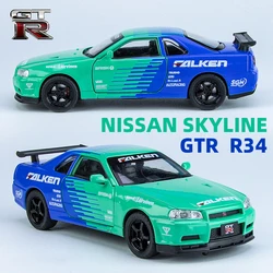 1:32 Nissan GTR R34 Skyline Alloy Die Cast Toy Car Model Sound and Light Children's Toy Collectibles Birthday gift