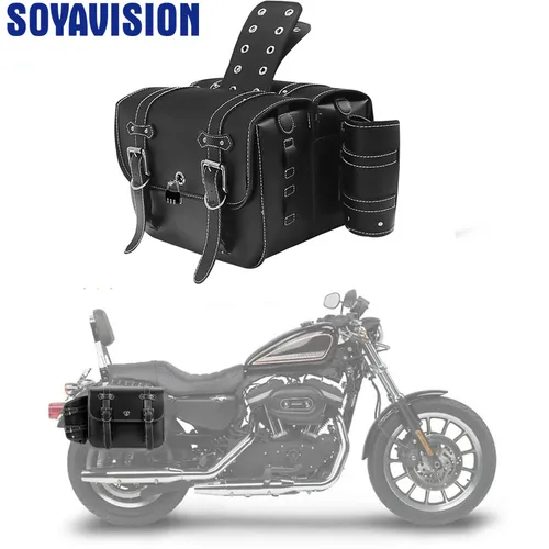 Alforja Retro negra/marrón para motocicleta, bolsas laterales universales para motocicleta, herramienta de almacenamiento, bolsa lateral impermeable con portavasos para Harley