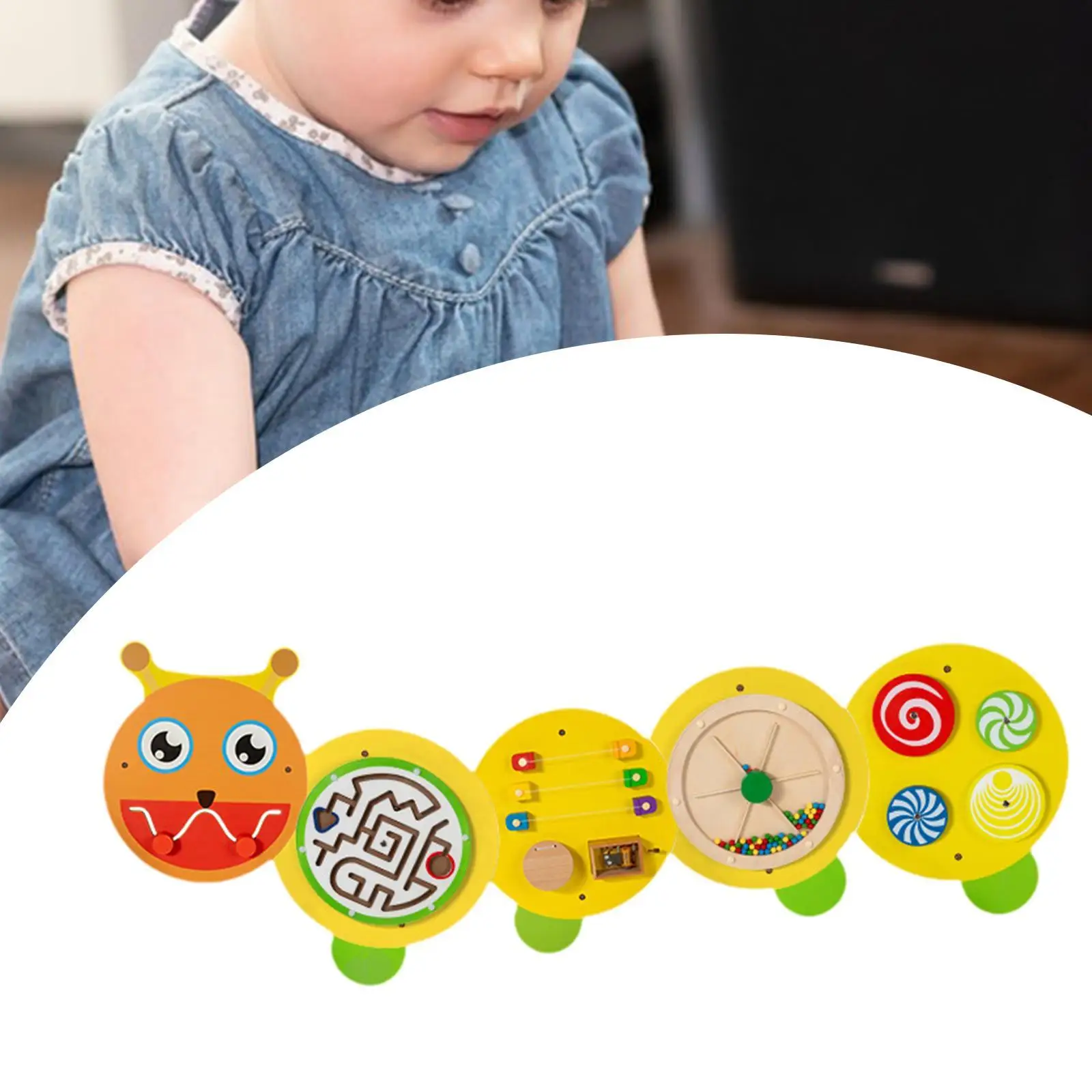 Caterpillar Activity Wall Panel Early Education Puzzle Toy Sensory Wall Toy Wall Game Board for Toddlers Preschool Kids Gift