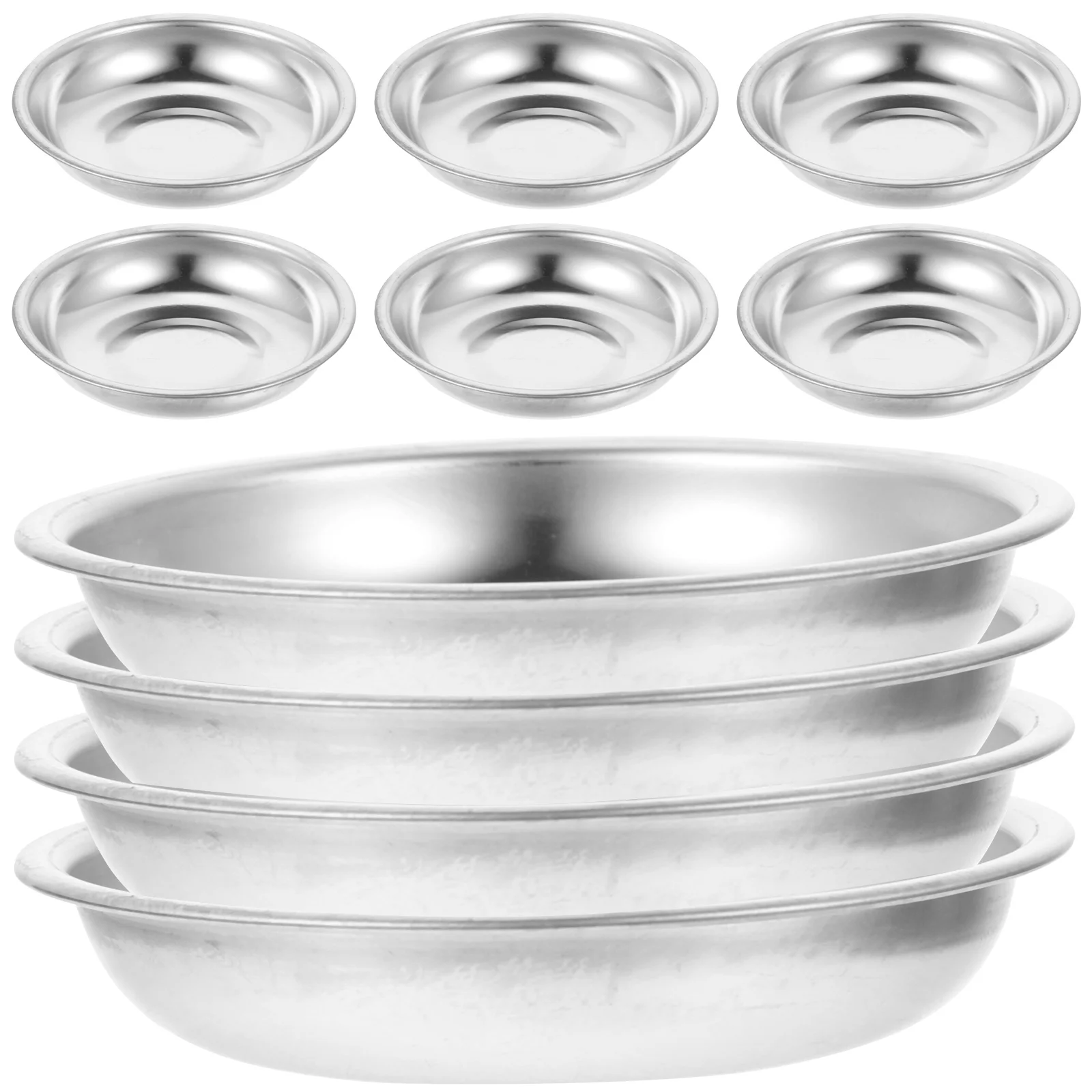 Platos de condimentos de acero inoxidable, plato redondo para salsa de 2,76 pulgadas para aceite, vinagre, azúcar, condimentos, cuenco para inmersión, sabor reutilizable, 10 Uds.