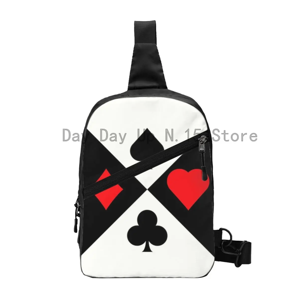 

Poker Four Suits Sling Crossbody Chest Bag Men Cool Card Game Players Shoulder Backpack for Traveling