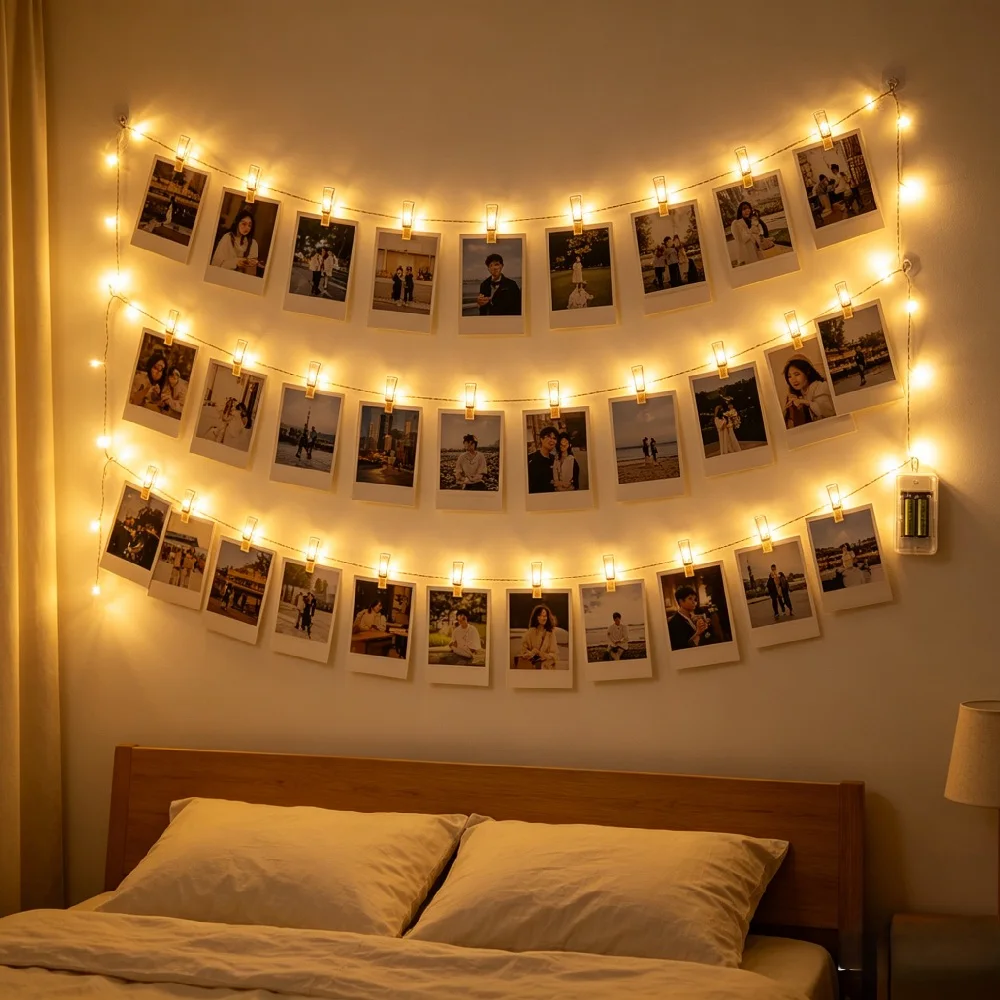 

LED String lights Photo Clip Holder For Christmas New Year Party Wedding Home Decoration Fairy lights Battery 1.5M 3M 6M