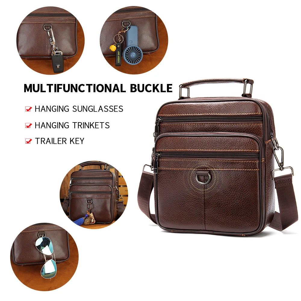 Black New Genuine Leather Men Crossbody Bag Male Briefcase Messenger Bag Casual Business Briefcase Style Men Shoulder Bag