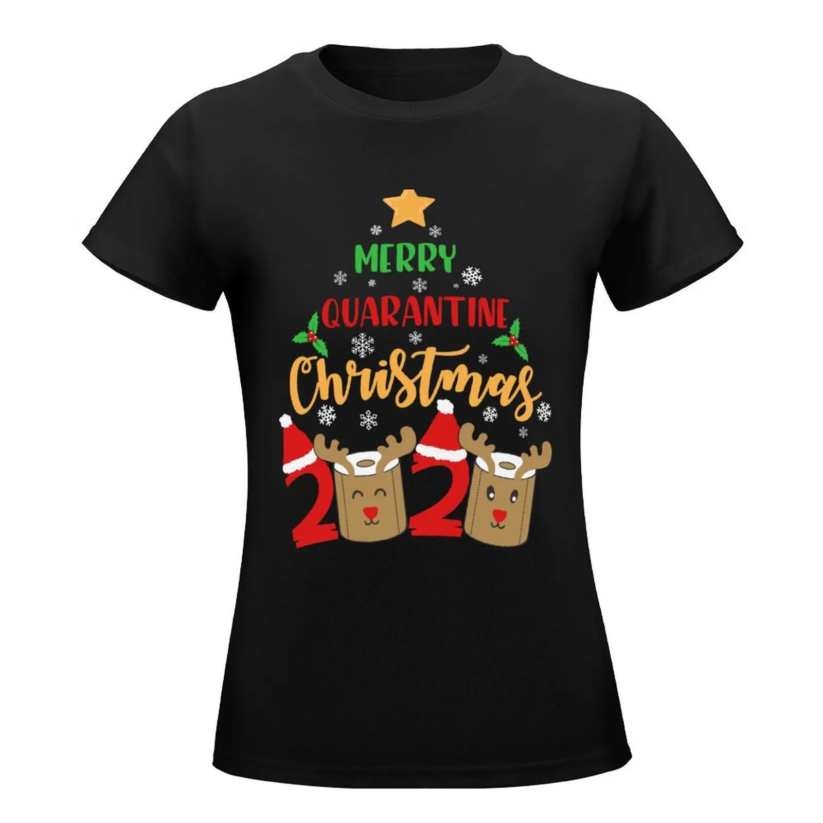 Merry Quarantine Christmas 2020 T-Shirt Aesthetic clothing lady clothes Blouse animal print shirt for girls T-shirt Women