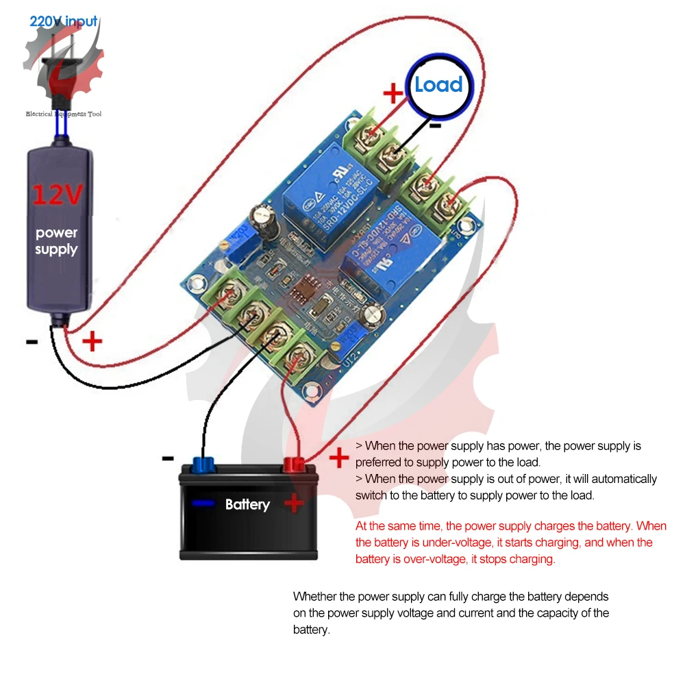 10A Power Supply Automatic Switching Module 12V Power Failure to Battery-powered Charging Control Board Emergency Breaker Parts