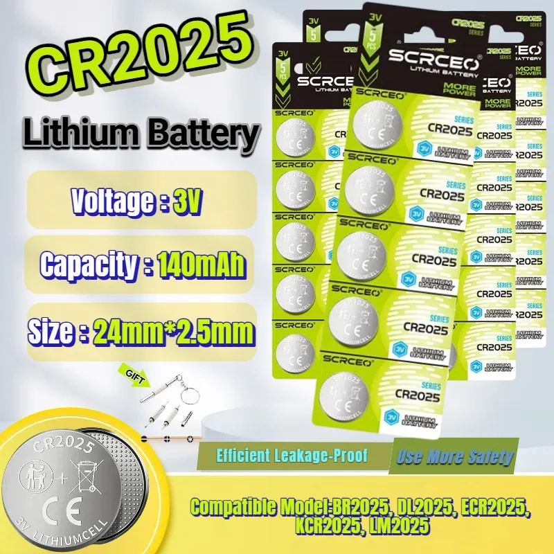 

High Capacity 3V CR2025 Lithium Button Battery DL2025 BR2025 5003LC LM2025 Coin Cell Watch Batteries for Toys Clock Computer