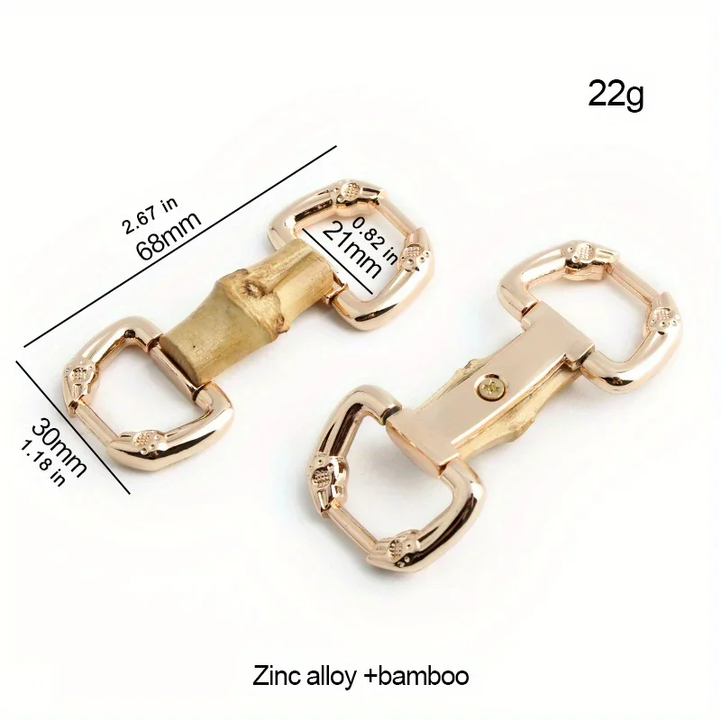 2PCS 68x21mm natural bamboo metal decorative shoe buckle simple shoe handbag wallet hardware accessories buckle