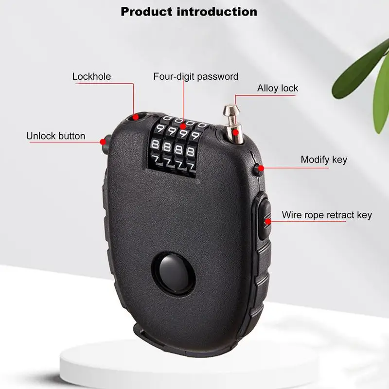 قفل كابل الأمتعة قفل برمز 4 أرقام قفل سلك مجمع للسفر الأمتعة حقيبة خوذة كلمة المرور قفل قابل للتغيير