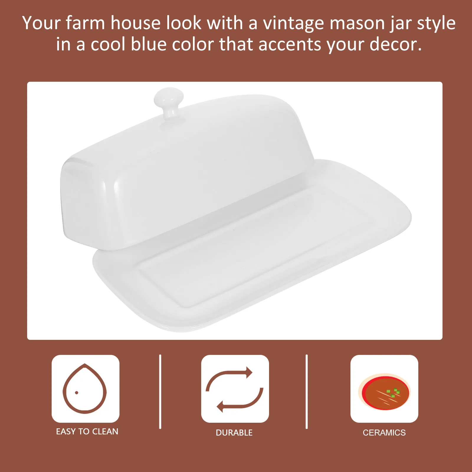 

Керамическая масленка в деревенском стиле с рельефным цветочным узором, поднос для масла с крышкой и ручкой, вмещает целую палочку масла американского размера