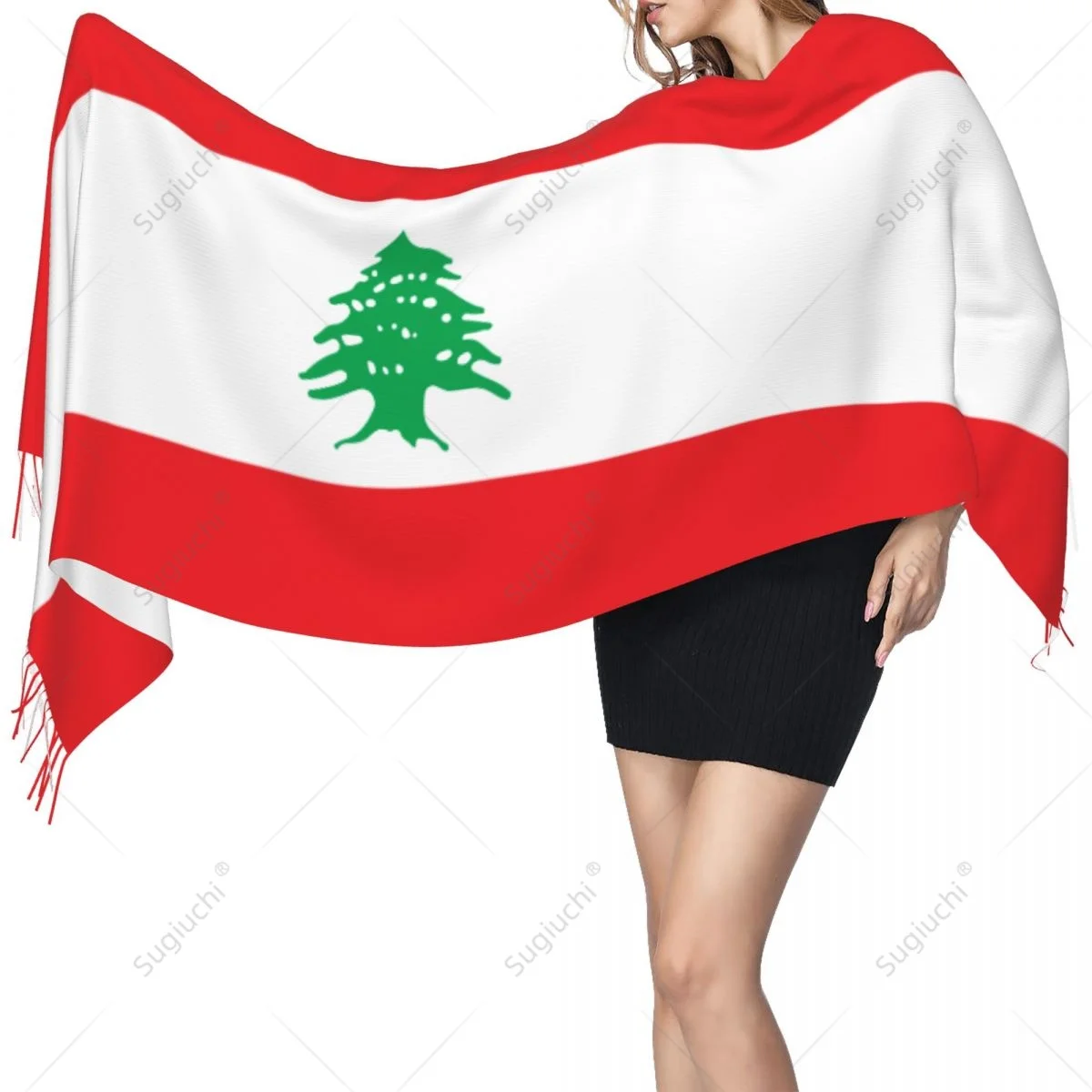 Lebanon Flag Scarf Pashmina Warm Scarves Shawl Wrap Hijab Spring Winter Multifunction Unisex