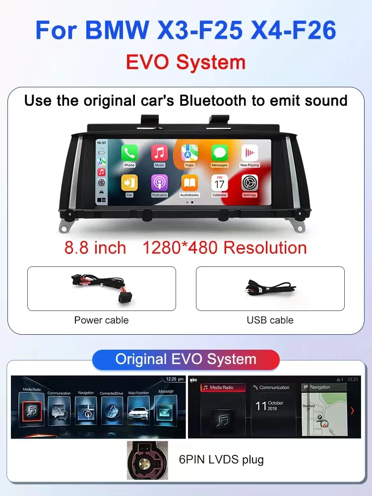 STWEI 2026 New Slim Screens Linux System 12.8inch 2400X900 Resolution For BMW X3 X4 F25 F26 Wireless CarPlay Auto player KSW image 3