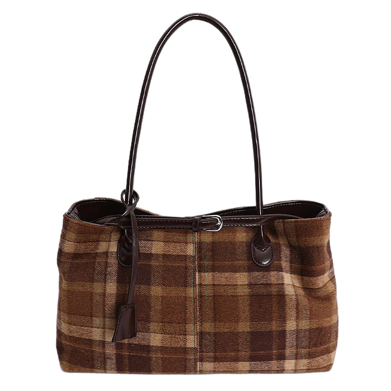 

﻿Checkerboard Grid Tote Bag,Vintage Plaid Stripe Contrast Color Women Underarm Shoulder Bag,Large Capacity Top-Handle Handbag