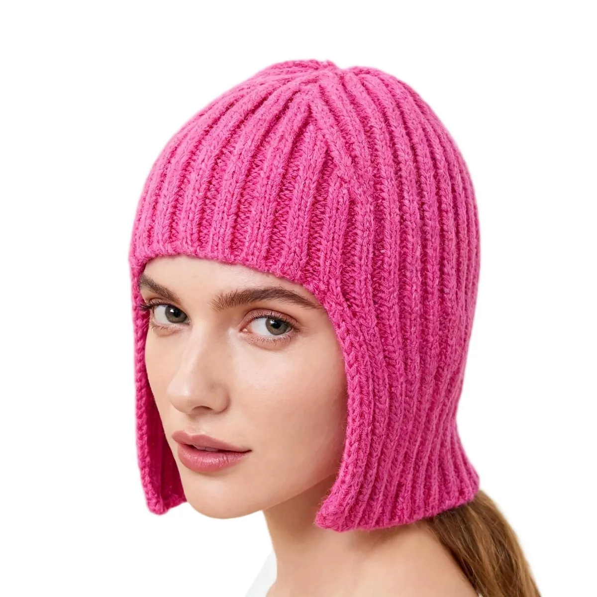 Hot Girl Perücke Strickmütze für Damen, warmer Gehörschutz für Herbst und Winter, Kopfbedeckung, modische Wollmütze im Einkaufsstil – Detail 16