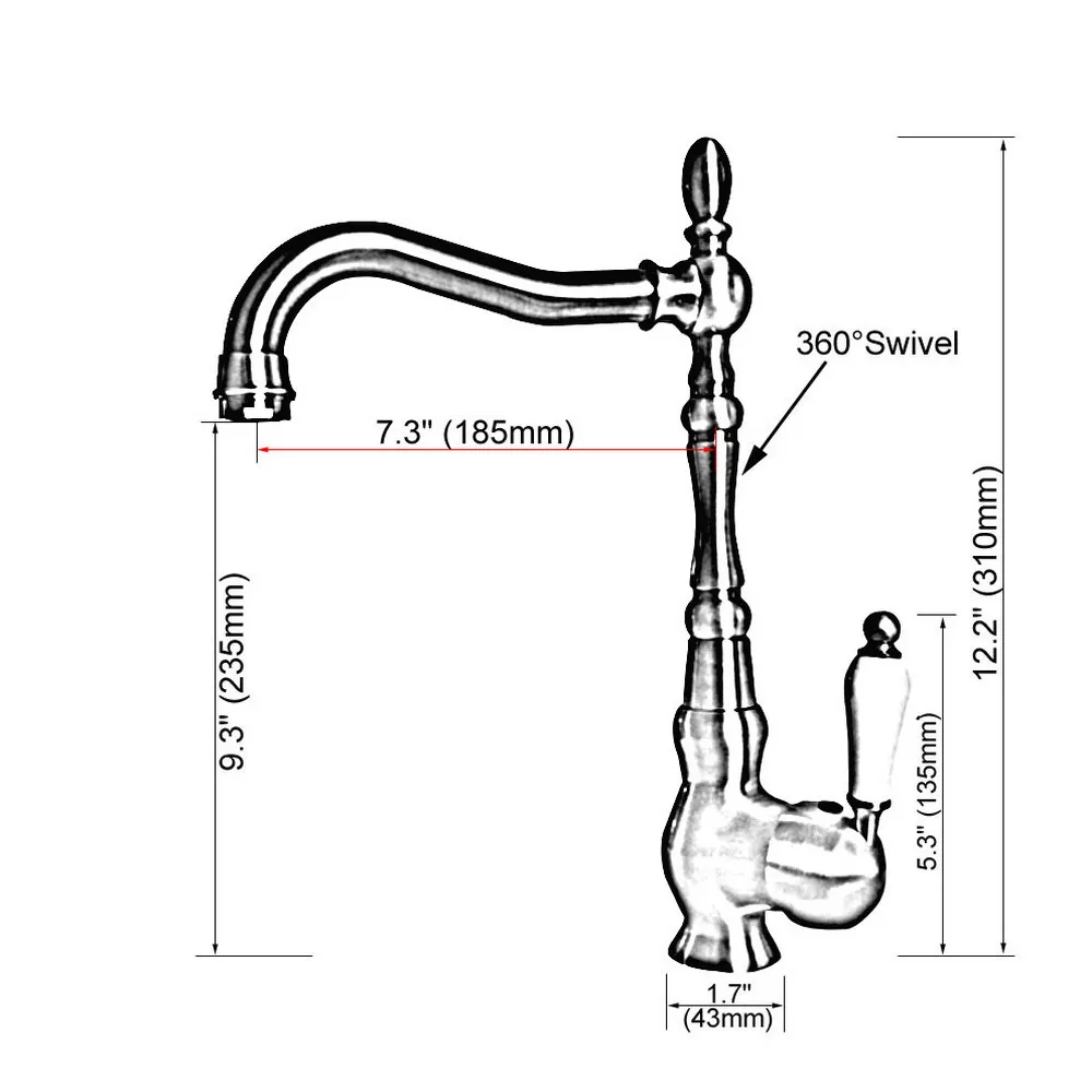 Bạc Mạ Crom Bóng Đồng 1 Lỗ Đơn Tay Cầm Xoay Vòi Bồn Rửa Chén Nhà Tắm Tàu Lưu Vực Vòi Vòi Nước Lsf651