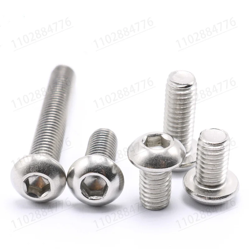 1/2/5/10/20/50pcs M1.6 M2 M2.5 M3 M4 M5 M6 M8 A2-70 304 Stainless Steel ISO7380 Button Head Hex Hexagon Socket Allen Screw Bolt