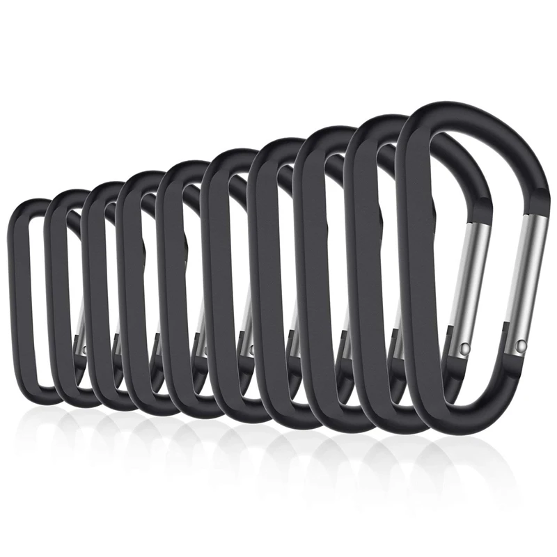 20 Stuks 3 Inch/8Cm Karabijnhaak Clips, D-Ring Caribeaner Met Sleutelhanger Voor Thuis Rv Camping Vissen Wandelen Reizende Rugzak