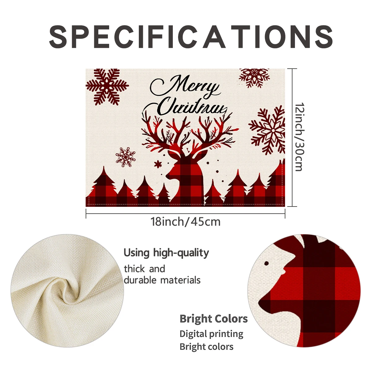 1/4/6pcs Christmas red checkered and red truck patterned placemats, suitable for party decoration, restaurant, kitchen decoratio
