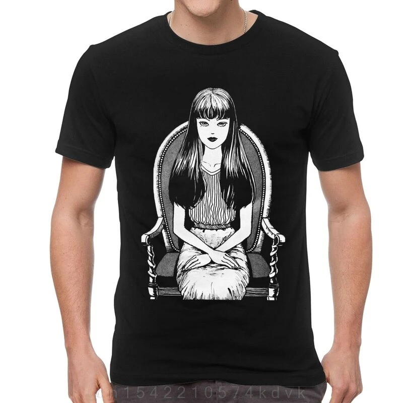 Junji Ito Uzumaki, camisetas informales para hombre, Top 100% de algodón de manga corta, camiseta de Manga Tomie, Idea de regalo, ropa de gran tamaño