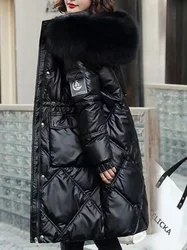 Parkas longs à capuche avec col en fourrure pour femmes, veste rembourrée en coton chaud, sweats à capuche décontractés, manteau femme, optique, automne, hiver, 2023