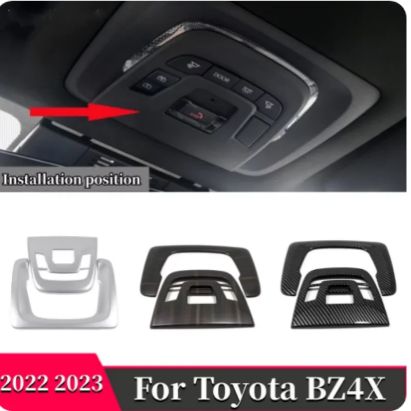 

ABS Carbon fibre Wood grain Car Front Reading lights Frame Stickers Auto Decoration Accessories For Toyota BZ4X EA10 2022 -2024