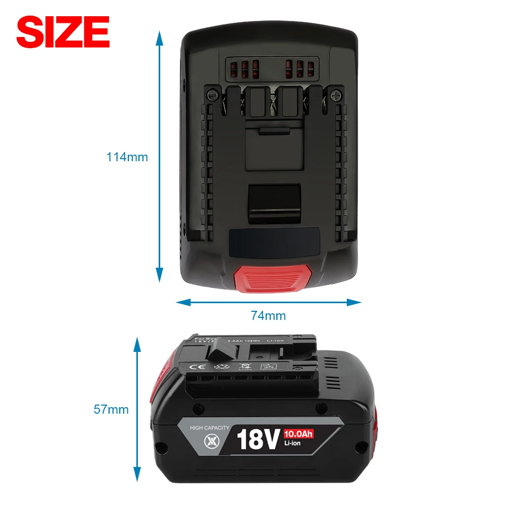 Imagem -03 - Bateria Recarregável do Lítio-íon para Bosch Bateria Alternativa 18v Substituição Portátil Bat609 60 ah 80 ah 10ah 100 Original