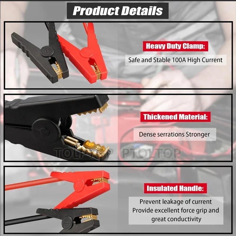 NEW Jumper Cables Adapter For Makita/Dewalt/Milwaukee 18V Battery Car Igniter charger 11AWG Jump Starting Auto Booster Cable