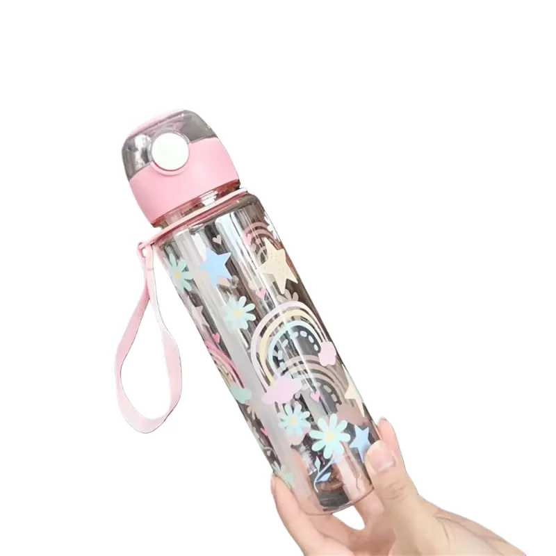 Botella de agua de dinosaurio de 700ml para niños, taza para sorber de agua con pajita de silicona, botellas de agua de plástico a prueba de fugas, taza de agua de verano para niños