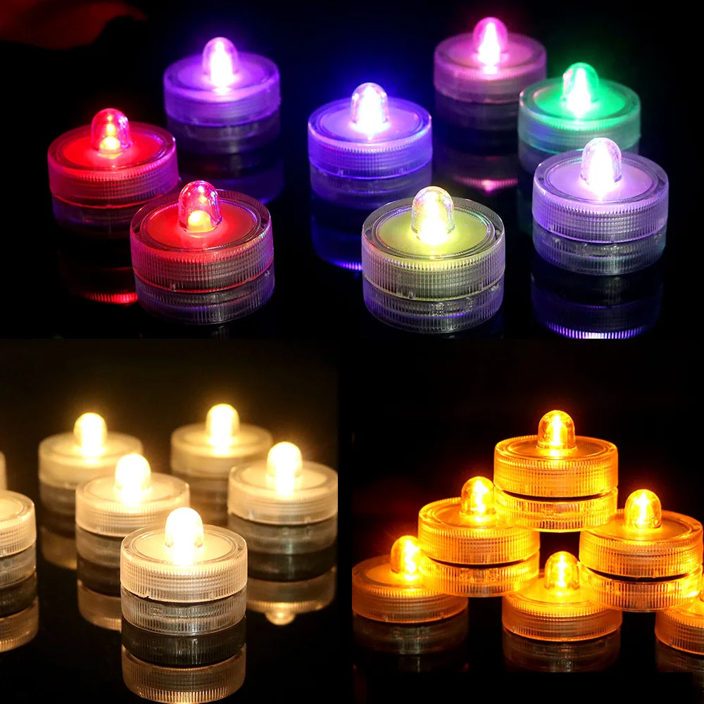 LED Flameless Candles Light Waterproof Tea Lights Underwater Sumbersible Pool LED Lights Decoration Lamp Candle For Wedding Part