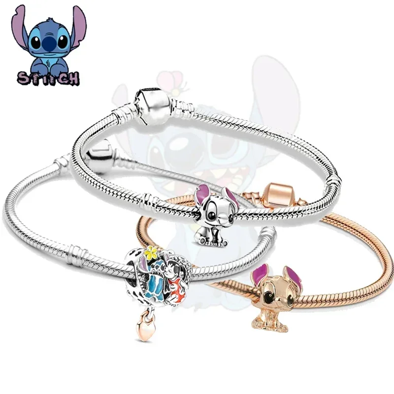 Disney Cartoon Stitch Bracelet for Women Girls Original Minnie Beaded Bracelet Accessories Birthday Gifts Christmas Gift