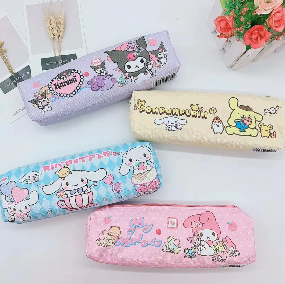 Sanrio Peripheral Family Pencil Case, Pencil Case, Student Stationery Pencil Case, Little Devil Pu Zipper Bag, Storage Bag