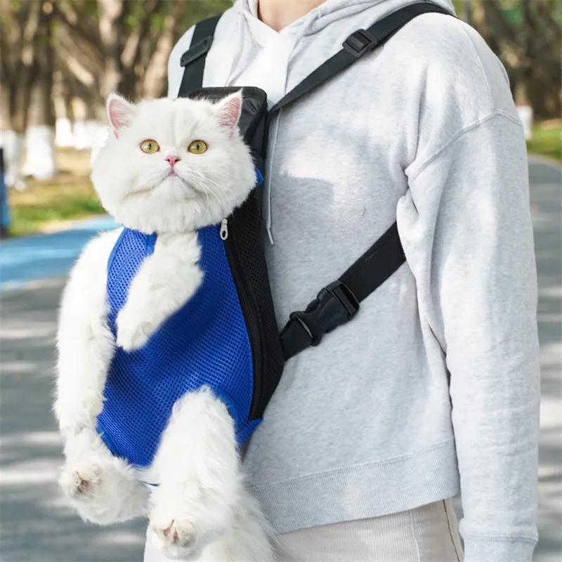 Double Shoulder Breathable Portable Travel Pet Dog Carrier Backpack Mesh Carrier Front Bag for Small Dog Cat Outdoor Accessories