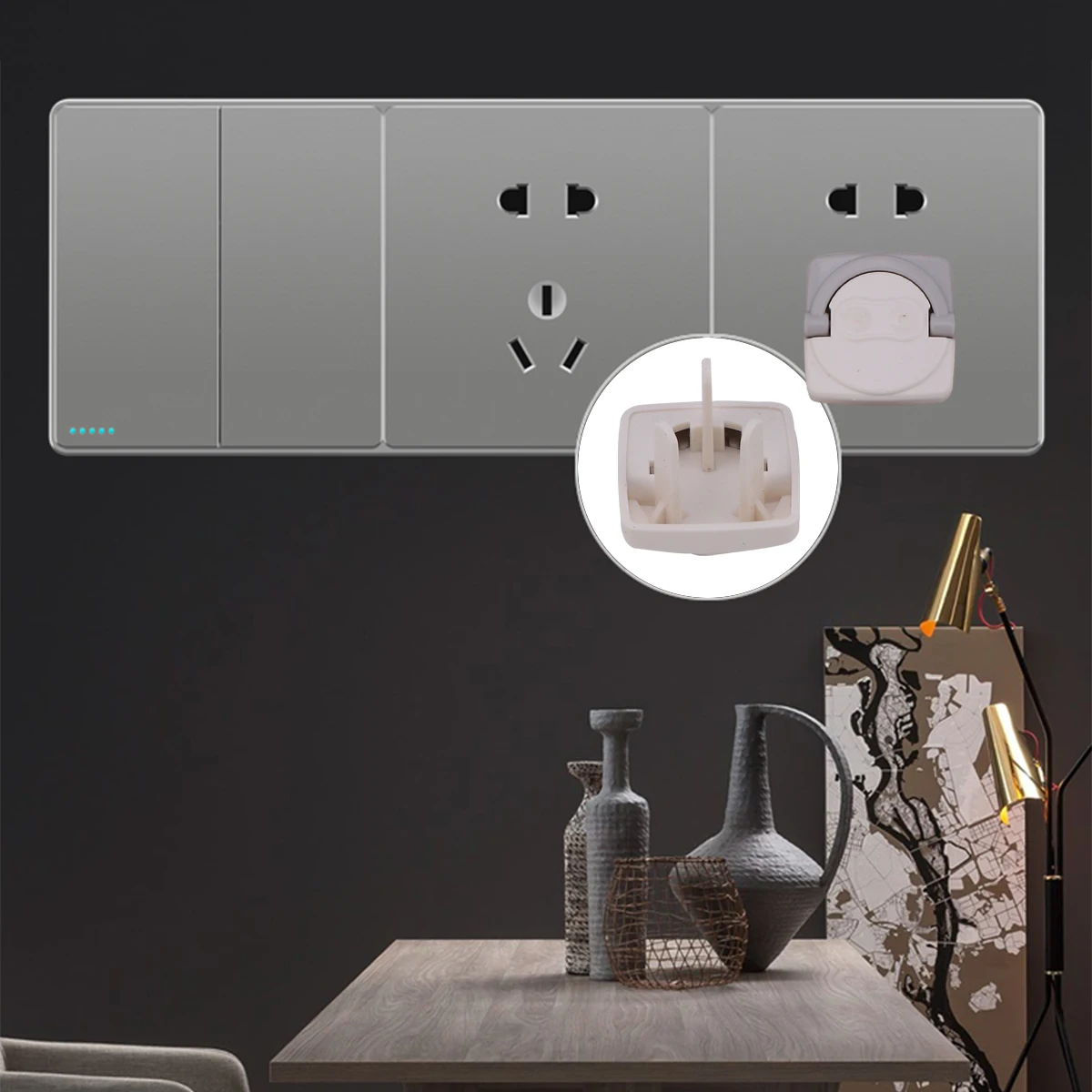 

24 Pcs Socket Covers Electric Outlet Protectors Baby Safety Plug Protection Anti Shock Cartoon Gray Prevent Touch Reliable