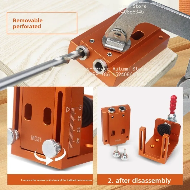 Woodworking Oblique Connection Tool 9Mm Oblique Hole Punch Plug Screw, Opening Positioner
