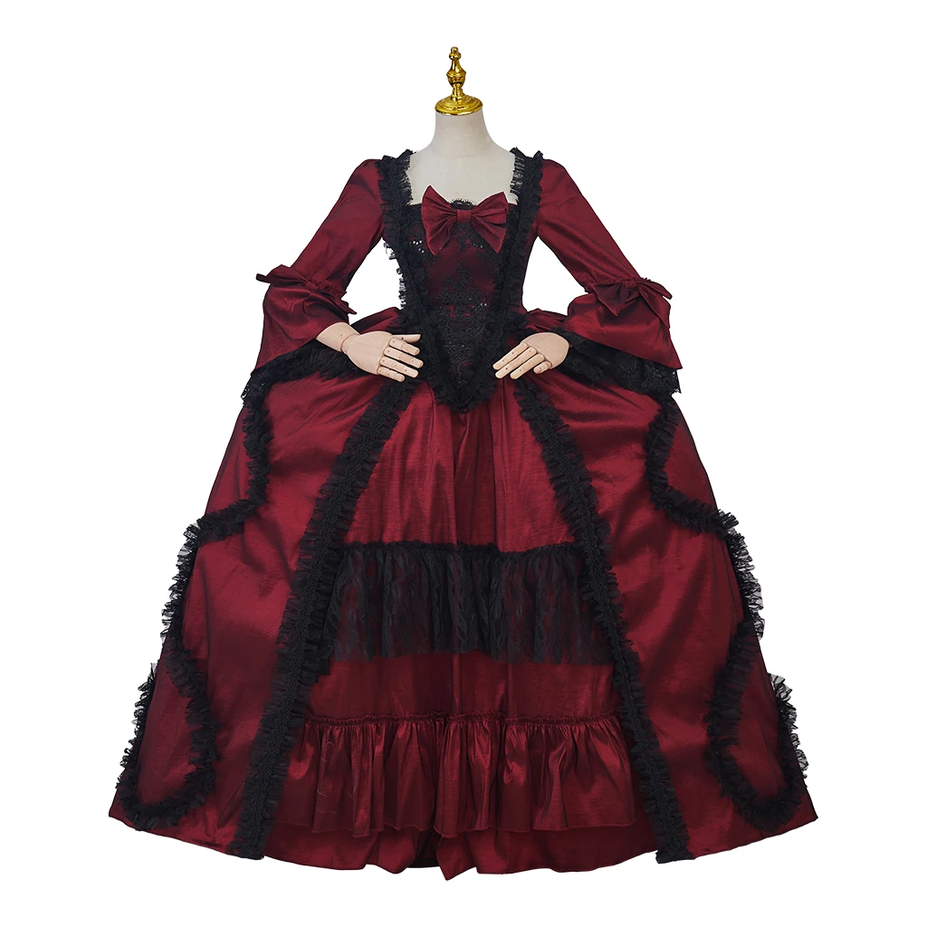 

18th Century Rococo Baroque Red Wedding Dress Victorian Royal Court Queen Marie Antoinette Ball Gown Theatre Christmas Dress