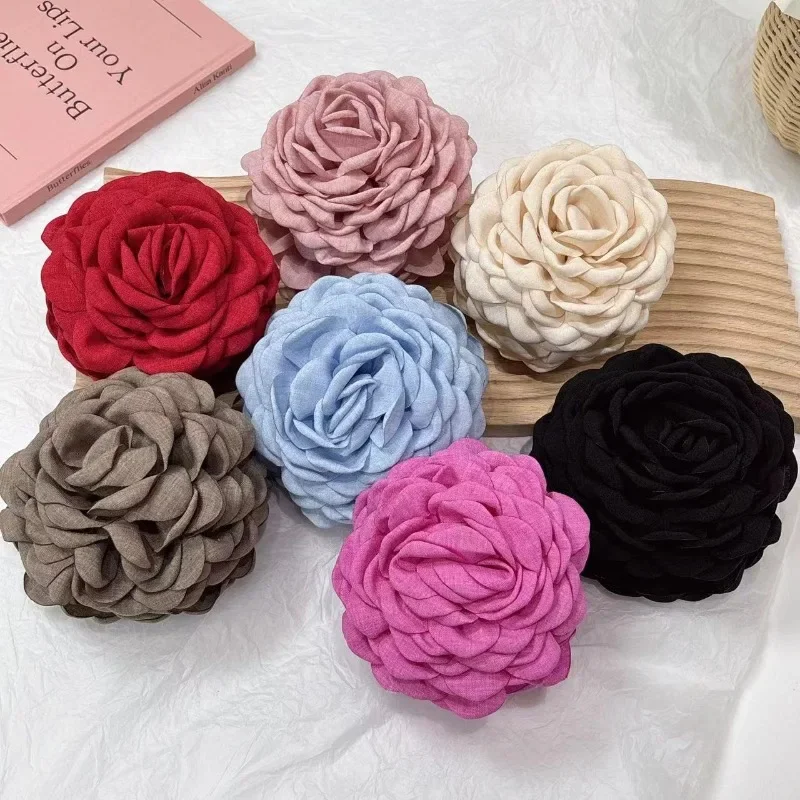 

11CM Large Fabric Rose Hair Claw French Big Flower Crab Hair Clips INS Claw Clips for Women Girls Hairpins Hair Accessories