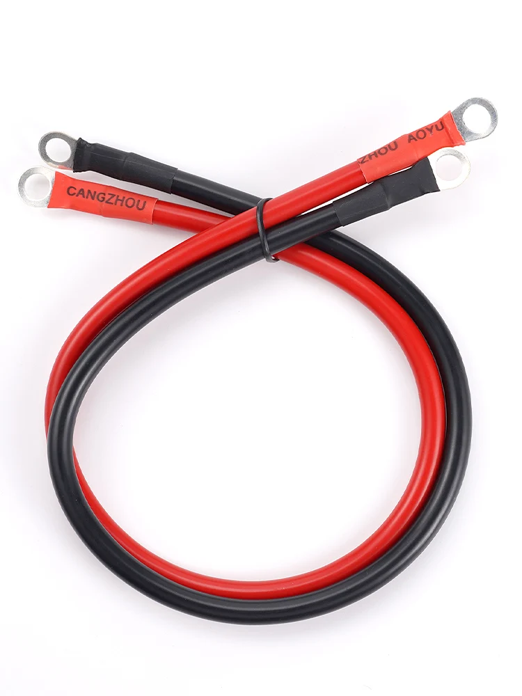 6AWG Battery Inverter Cable Terminals Stranded Copper Cord PVC Solar Power Connection Tin-plated Lug Wire 50cm