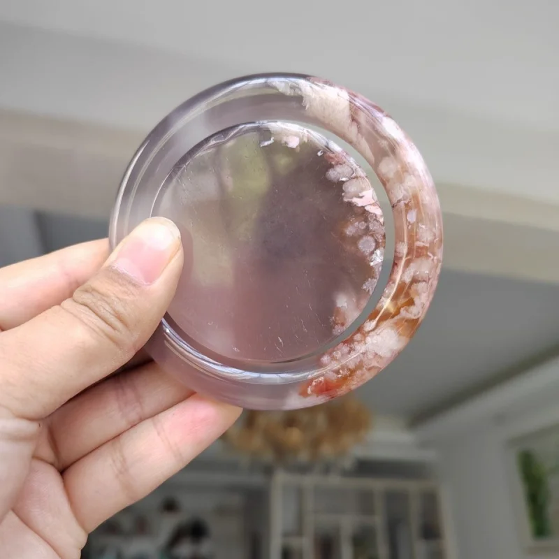 

Натуральный браслет из агата «Мадагаскарская вишня» с эффектом ледяного блеска, высококачественный нефрит «Киноварь»