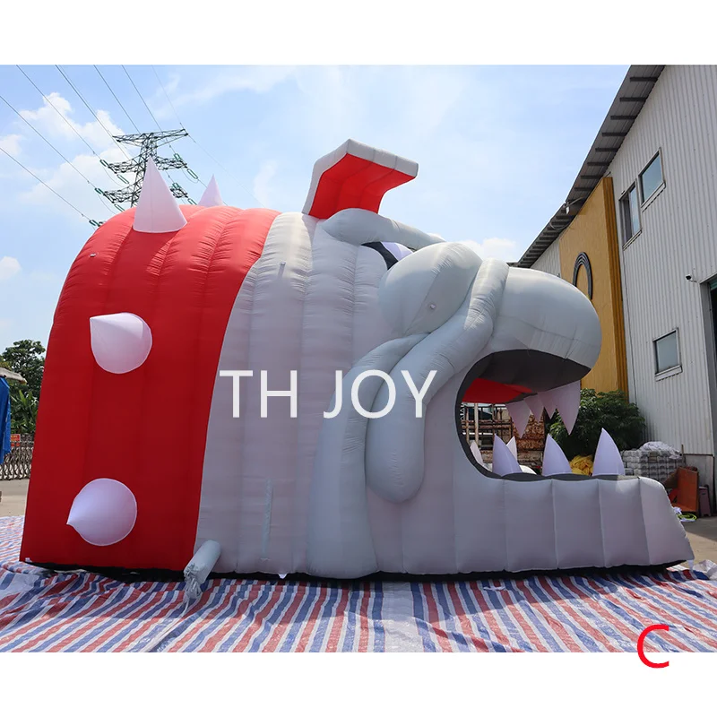 フットボールチームマスコット ブルドッグ インフレータブルトンネル 屋外用 インフレータブルブルドッグ 動物ヘッド エントランス スポーツトンネル