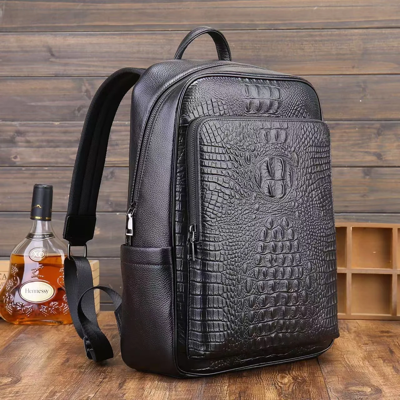 Wmnuo-Sac à dos Alligator en cuir de vachette véritable pour homme, sac d'affaires, sac de voyage design Mochila, sac à dos pour ordinateur portable