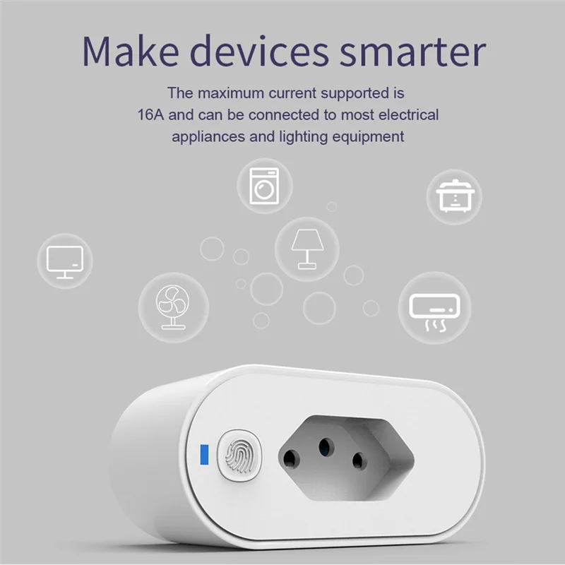 RALCA-Wifi Smart Plug Outlet Function 16A Socket BR Plug Featuring APP Controlled Voice Timer Automation Voltage Measurement