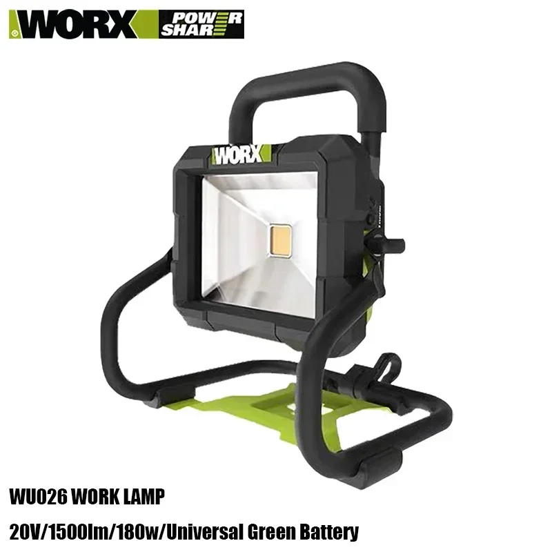 

Worx WU026 20v Work Lamp Rotatable Portable 2 Mode Adjustable 1500LM 180W for Work Place Outdoor Camping Portable Spotlight