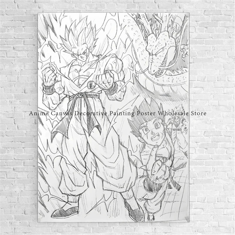 Anime Dragon Ball Character Goku Gohan Poster Printing High Definition Sketch Canvas Painting Home Wall Art Decoration Mural