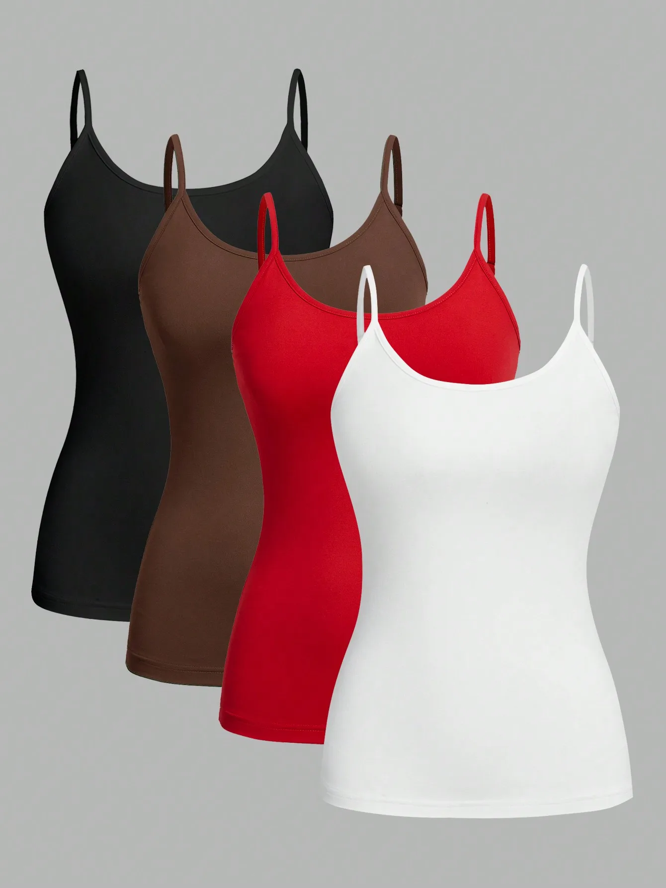 Camisole Tops Solid Color Sleeveless Strap Basic Tank Set for Women - 4 pieces-1